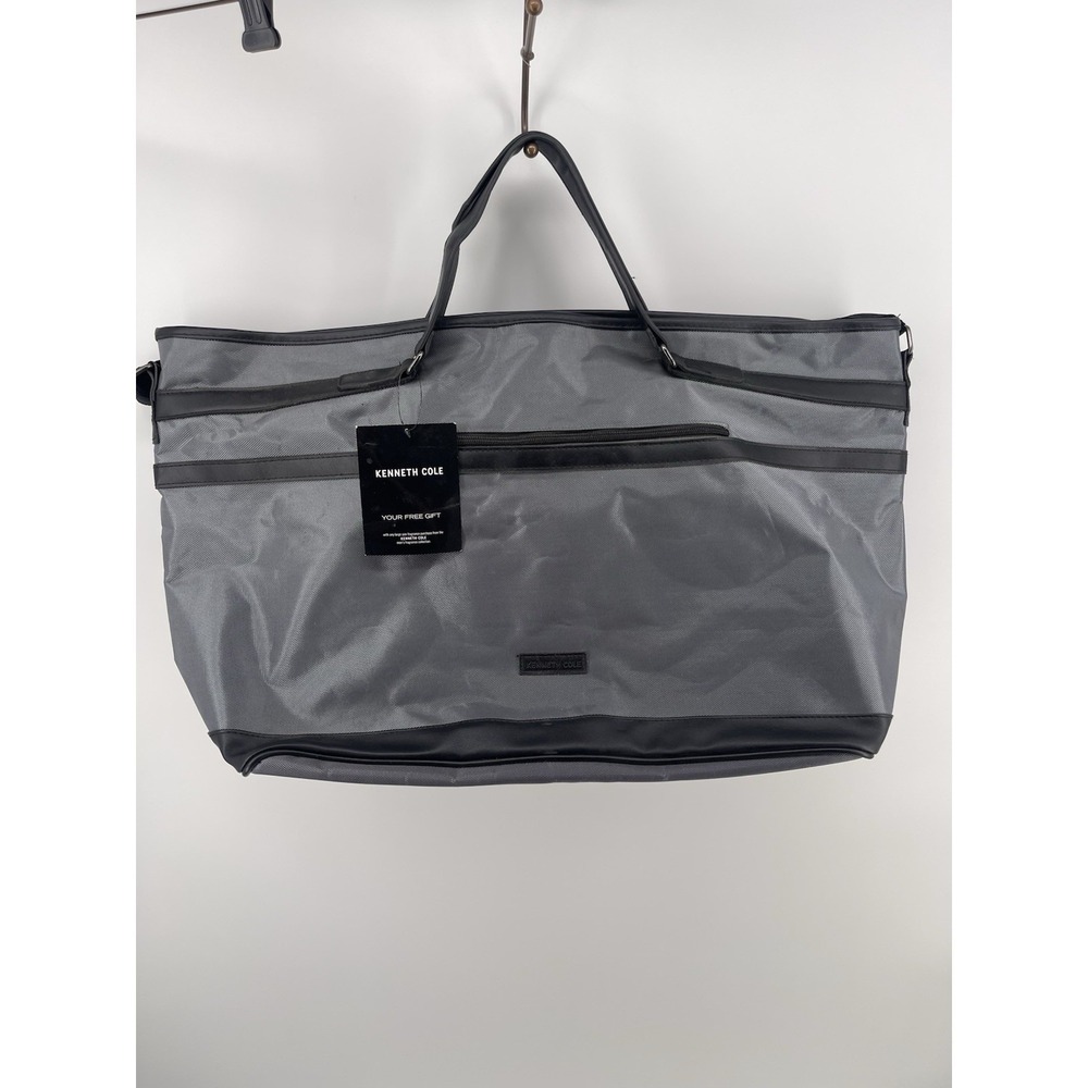 Kenneth‎ Cole Gray Black Weekender Travel Duffel Tote Bag New With Tag
